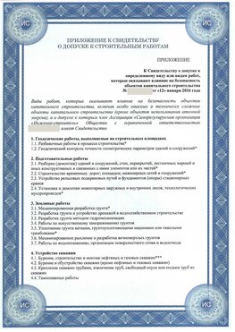 Приложение к свидетельству о допуске к строительным работам Кудымкар СРО в строительстве